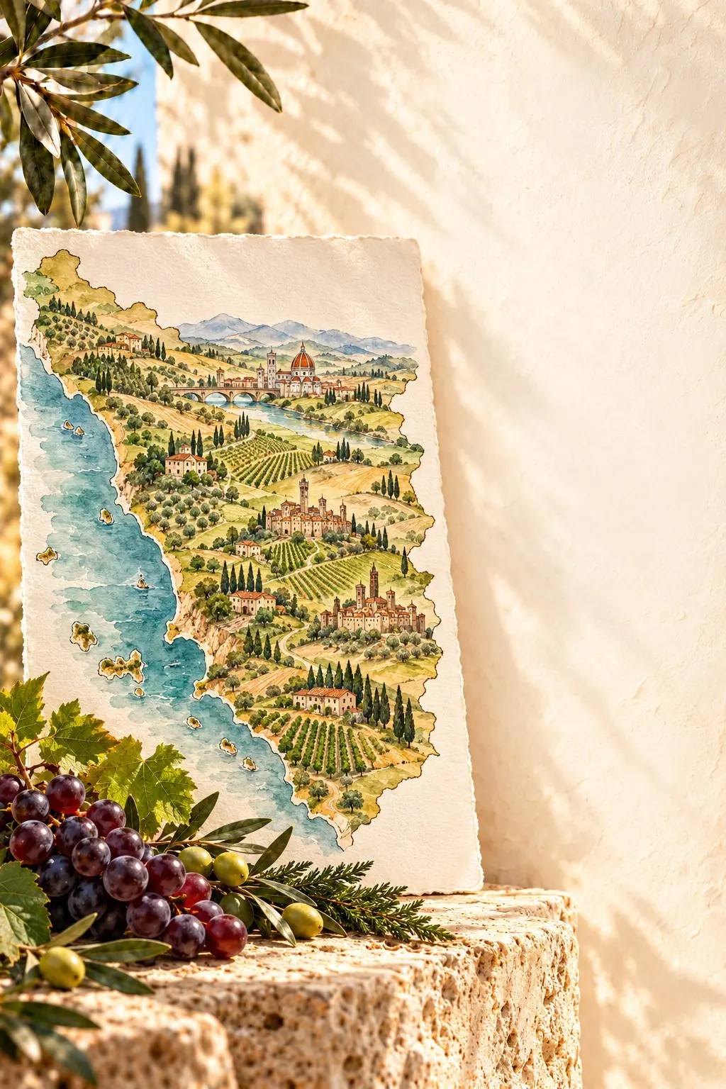 Wine-Stories-Karte: illustrierte Landkarte der Toskana
